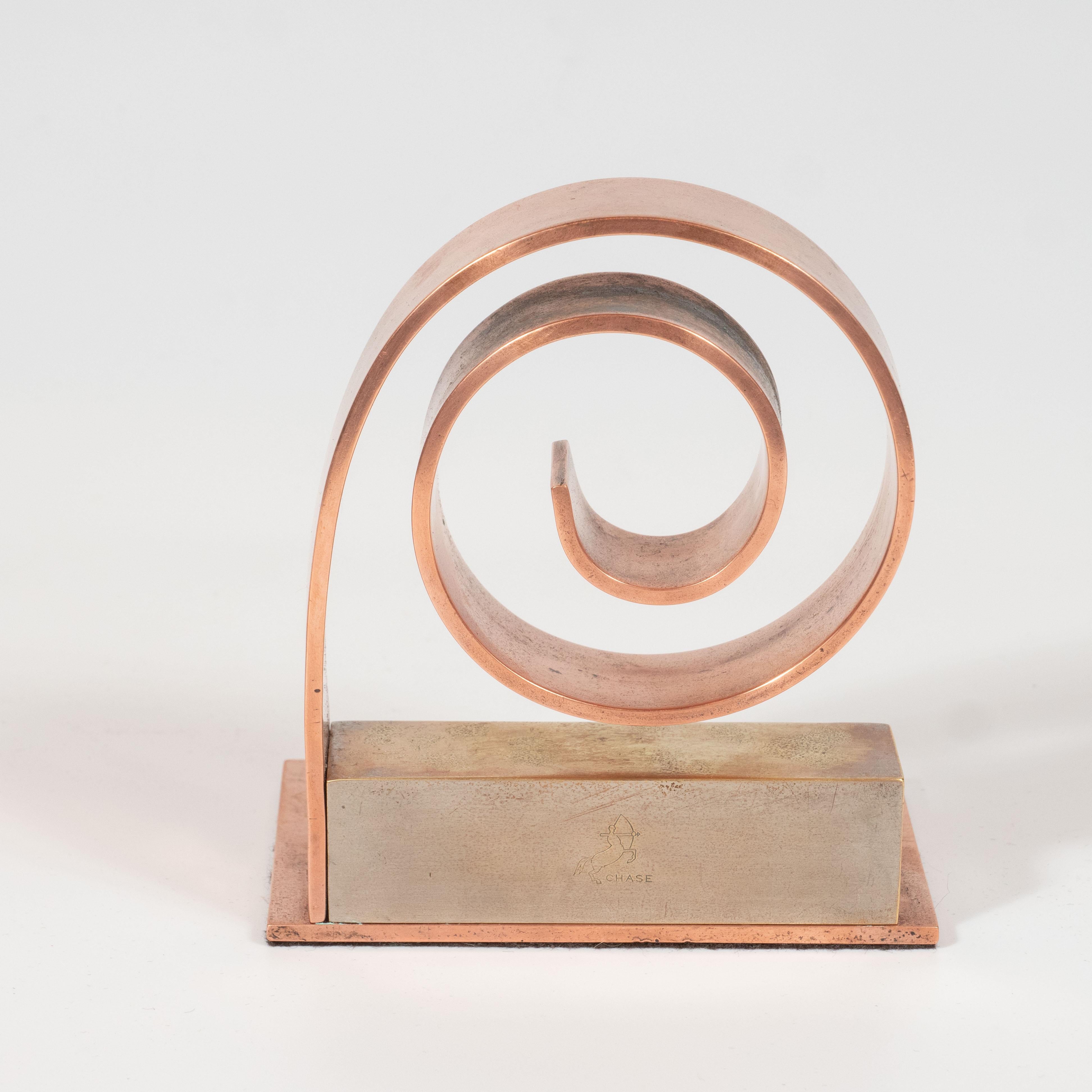 Pair of Art Deco Machine Age Copper Scroll Form Book Ends by Walter Von Nessen 2
