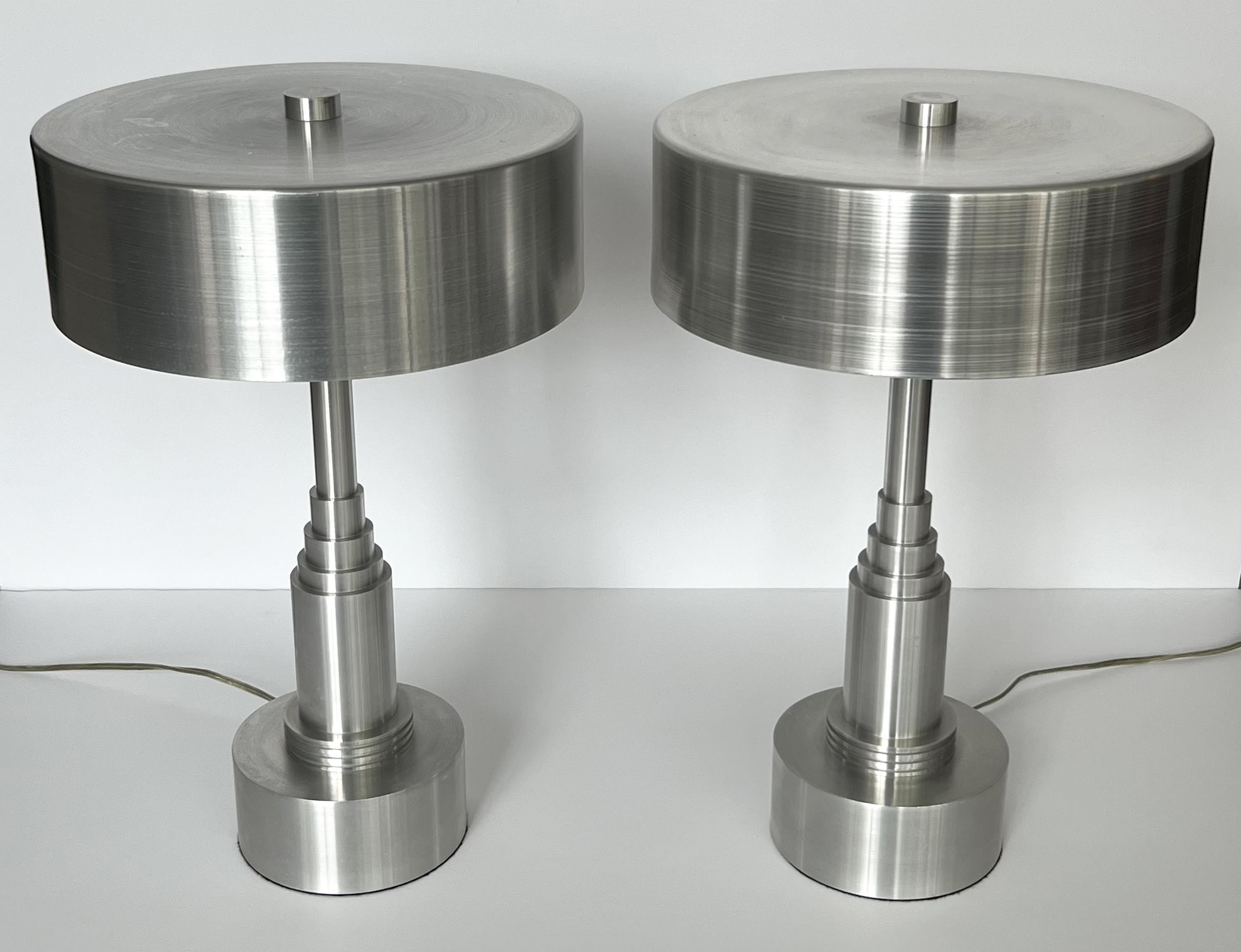 American Pair of Art Deco / Machine Age Table Lamps in the Manner of Walter Von Nessen