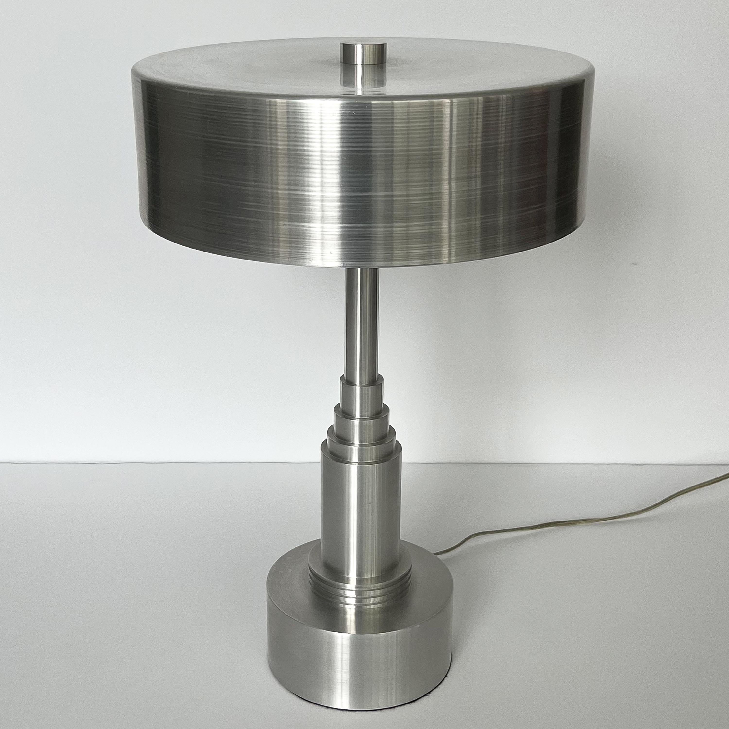 Aluminum Pair of Art Deco / Machine Age Table Lamps in the Manner of Walter Von Nessen