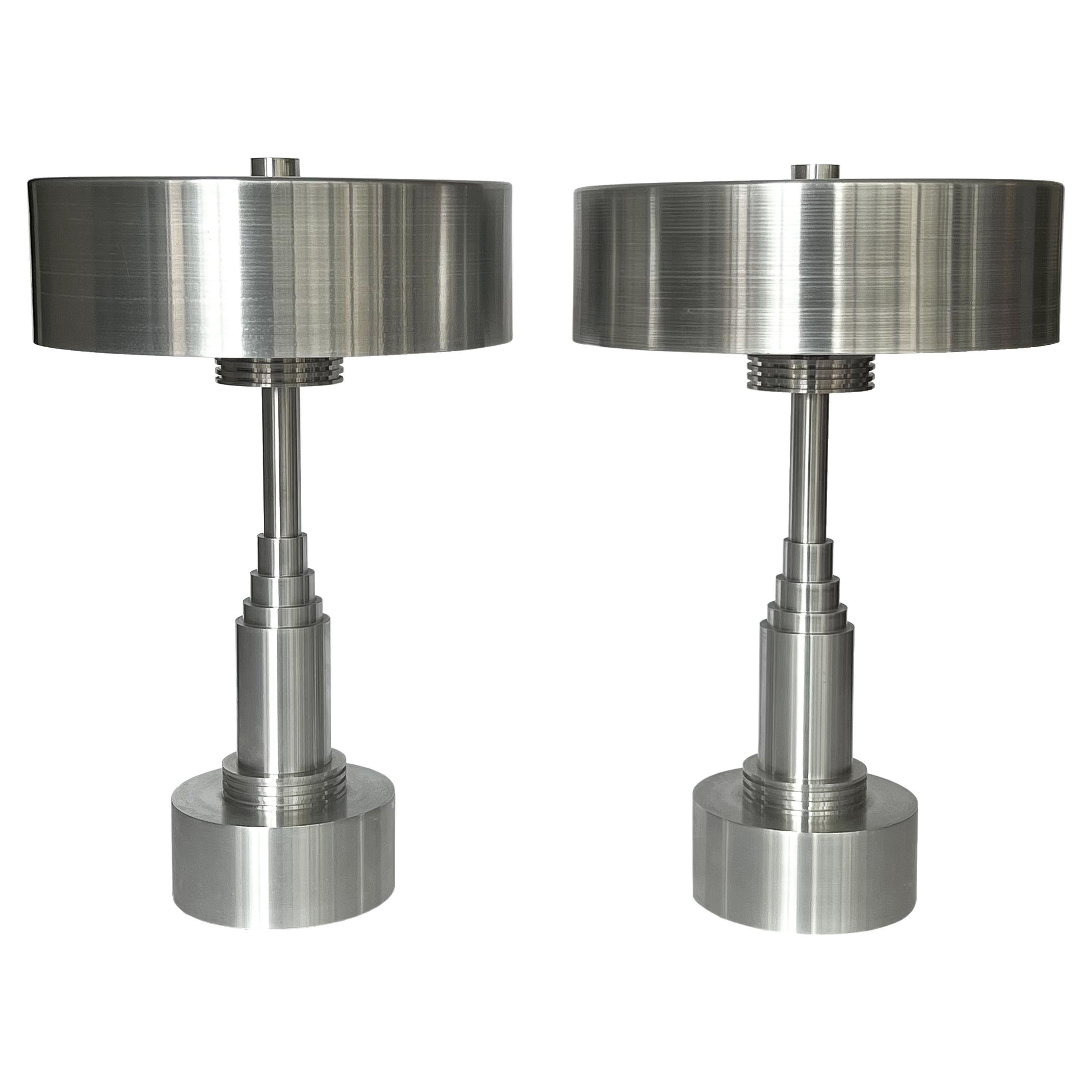 Pair of Art Deco / Machine Age Table Lamps in the Manner of Walter Von Nessen