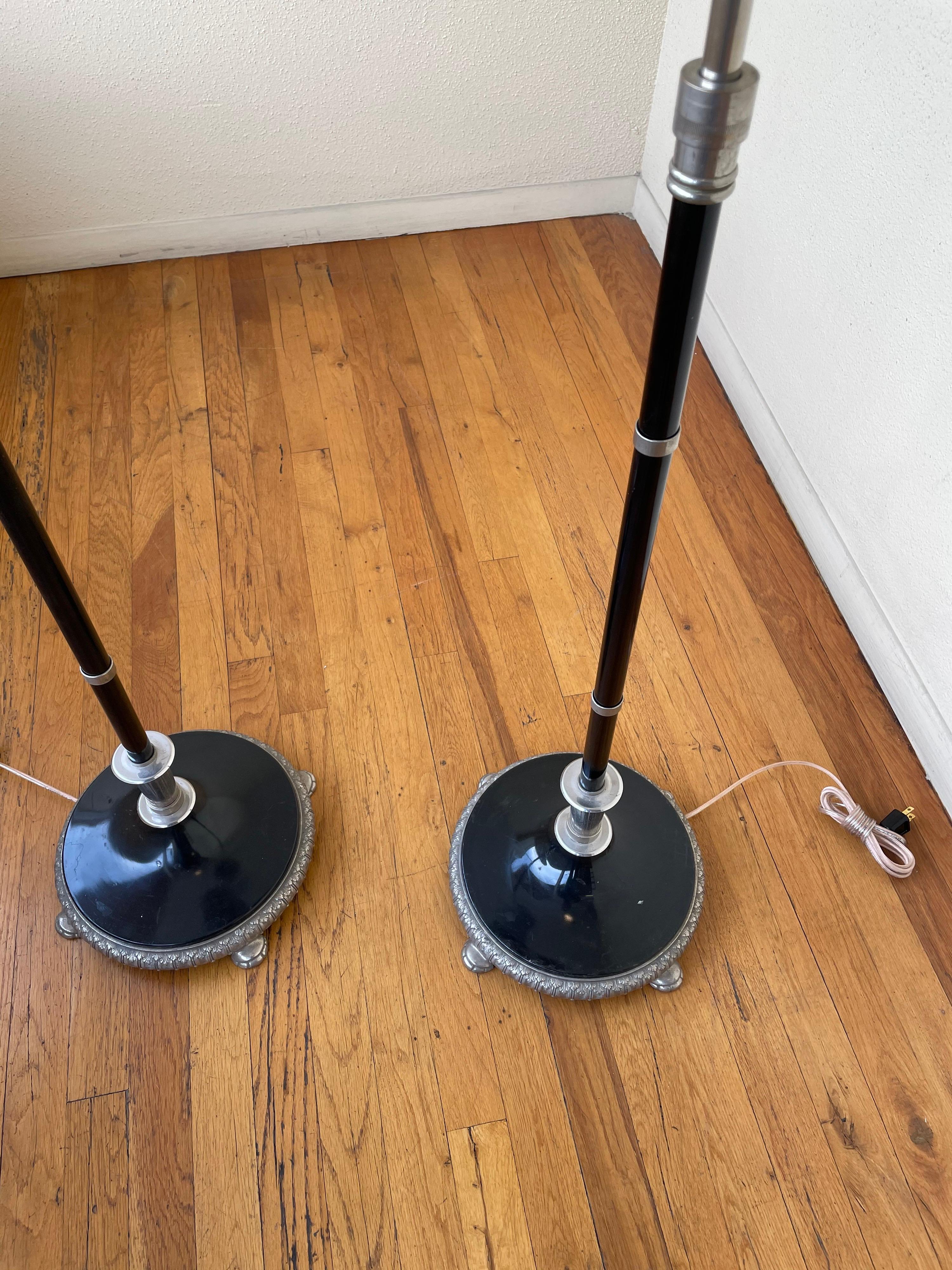 Pair of Art Deco Machine Age Torchiere Floor Lamps In Good Condition In San Diego, CA