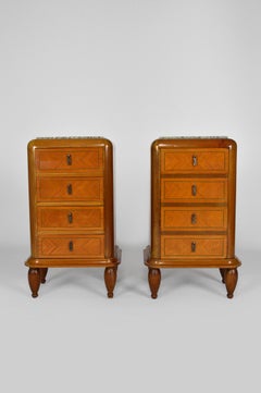 Pair of Art Deco Mahogany Bedside Tables / Nightstands Cabinets, circa 1925