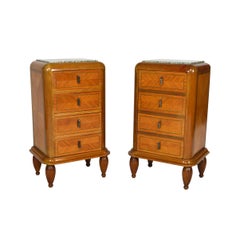 Pair of Art Deco Mahogany Bedside Tables / Nightstands Cabinets, circa 1925