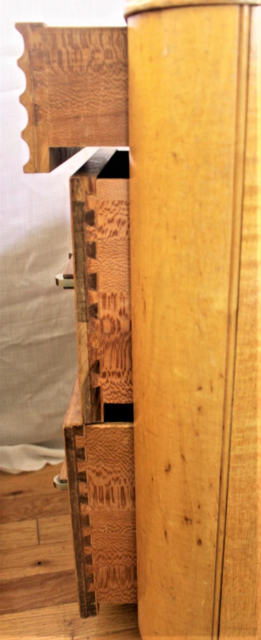 Pair of Art Deco Maple 3 Drawer Nightstands or Cabinets with Machine Age Styling 3