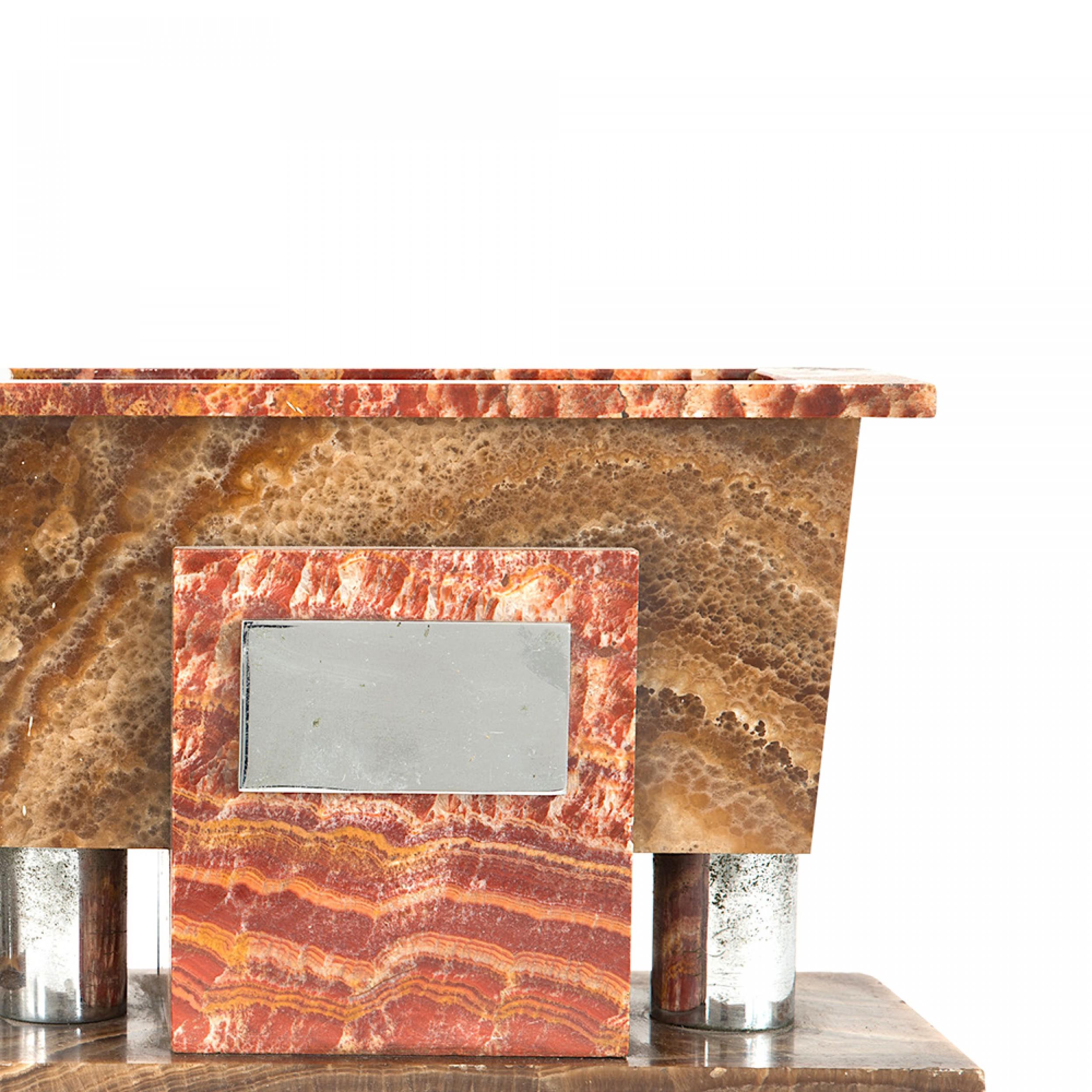 Hand-Crafted Pair of Art Deco Marble and Silver Bookends For Sale
