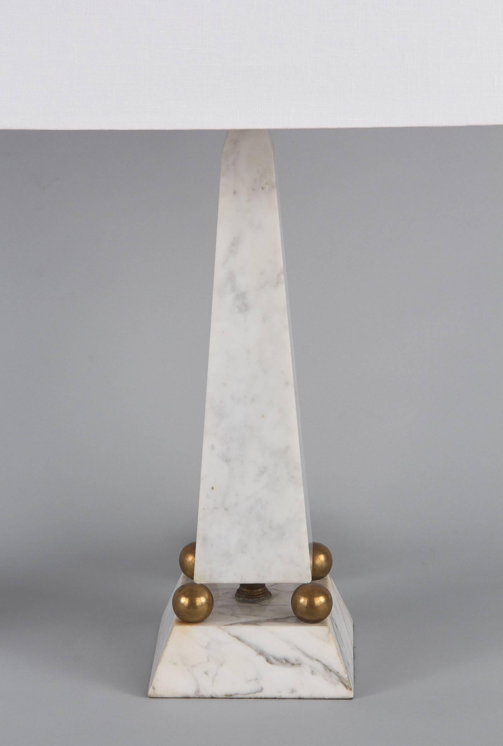 Pair of Art Deco Marble Table Lamps, Italy, 1930s 5