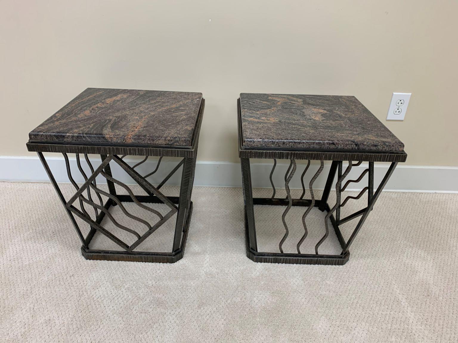 Pair of Art Deco Marble Top Tables in the Style of Oscar Bach 3