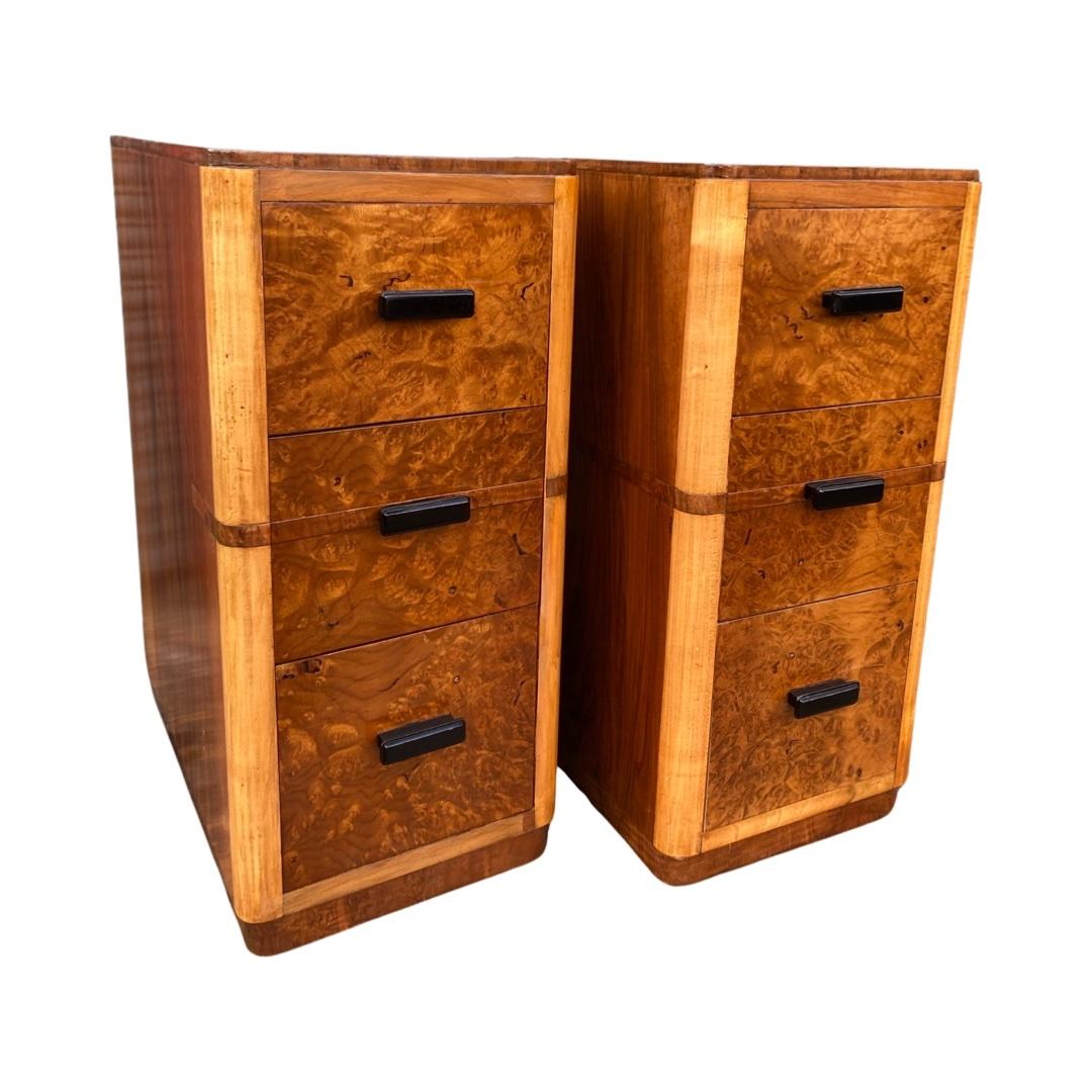 Pair of Art Deco Matching Bedside Cabinets In Good Condition In Barnstaple, GB