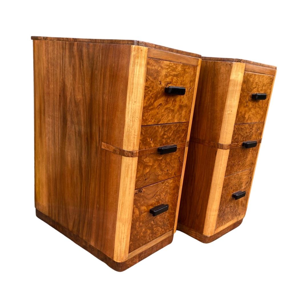 Mid-20th Century Pair of Art Deco Matching Bedside Cabinets
