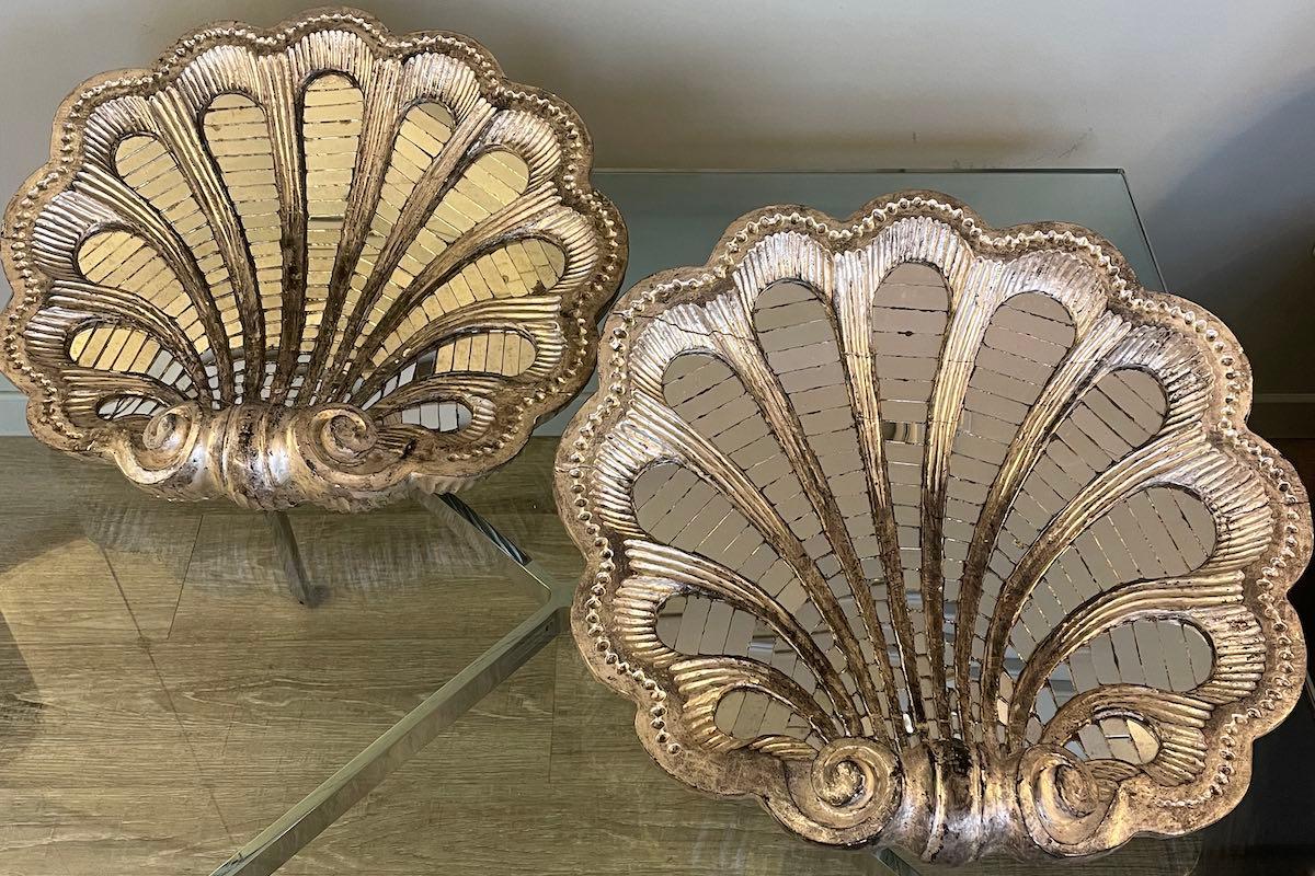 Paar Art-Déco-Medaillons aus versilbertem Holz und Spiegelmosaik im Angebot 12