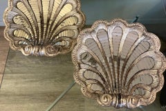 Pair of Art Deco Medallions in Silvered Wood and Mirror Mosaic