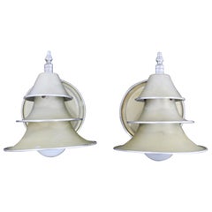 Pair of Art Deco Metal Wall Sconces Light Fixtures Vintage Pair of Art Deco Metal Wall Sconces Light Fixtures