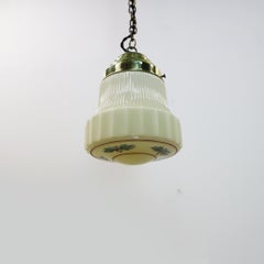 Pair of Art Deco Milk Glass Pendant Light