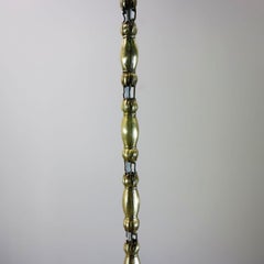 Pair of Art Deco Milk Glass Pendant Lights Beautiful Long Chains Made of Brass