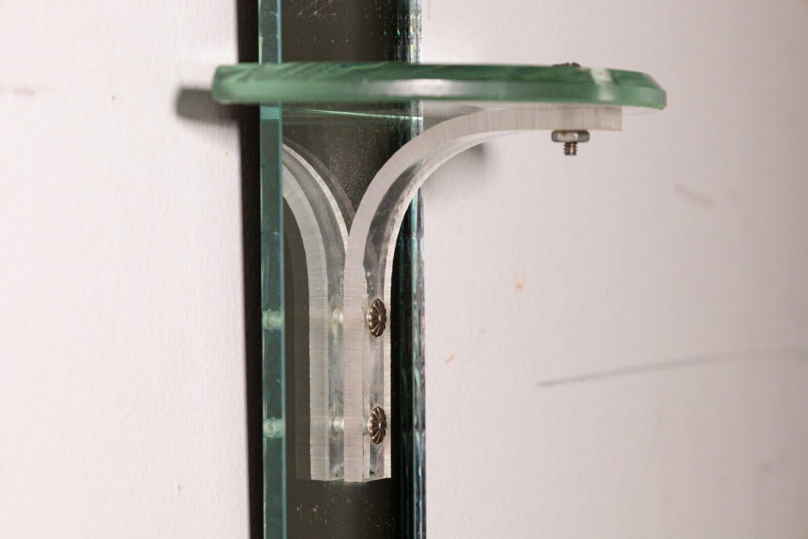 Pair of Art Deco Mirrored Glass Sconce Shelfs 8