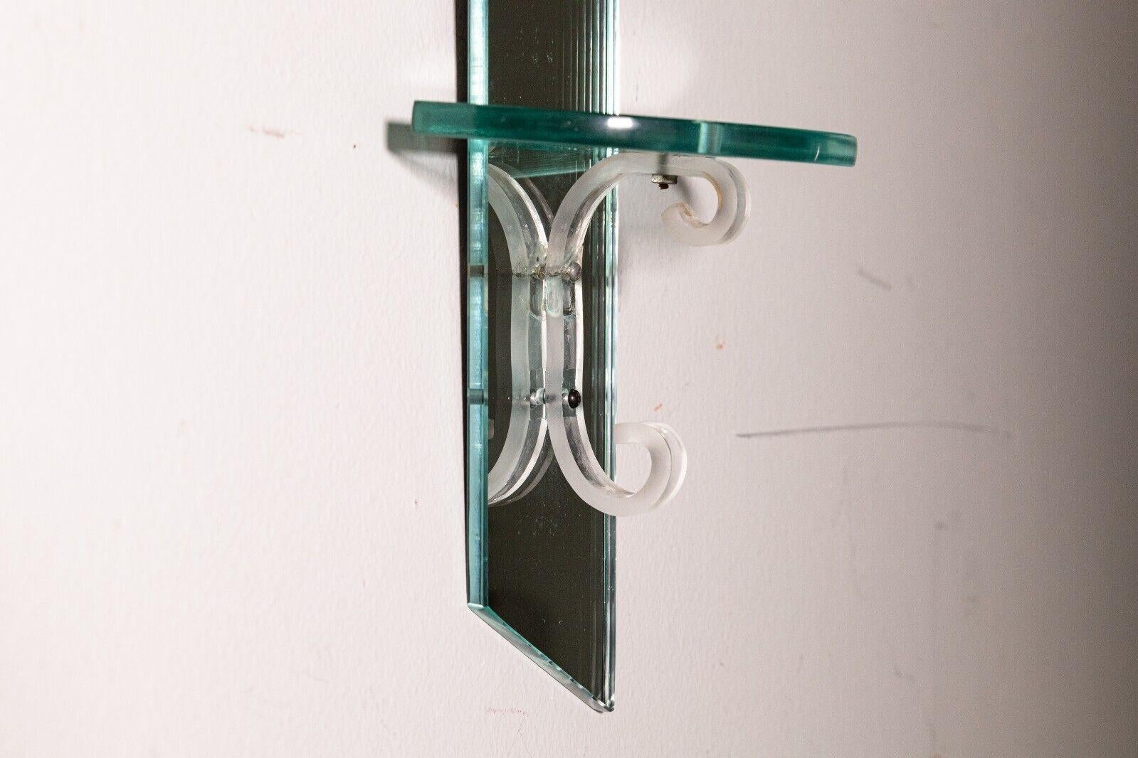 Pair of Art Deco Mirrored Glass Sconce Shelfs For Sale 2