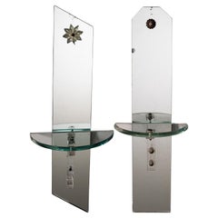 Pair of Art Deco Mirrored Glass Sconce Shelfs