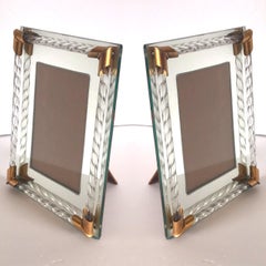 Pair of Art Deco Mirrored Picture Frames with Murano Glass Rope, 1940s