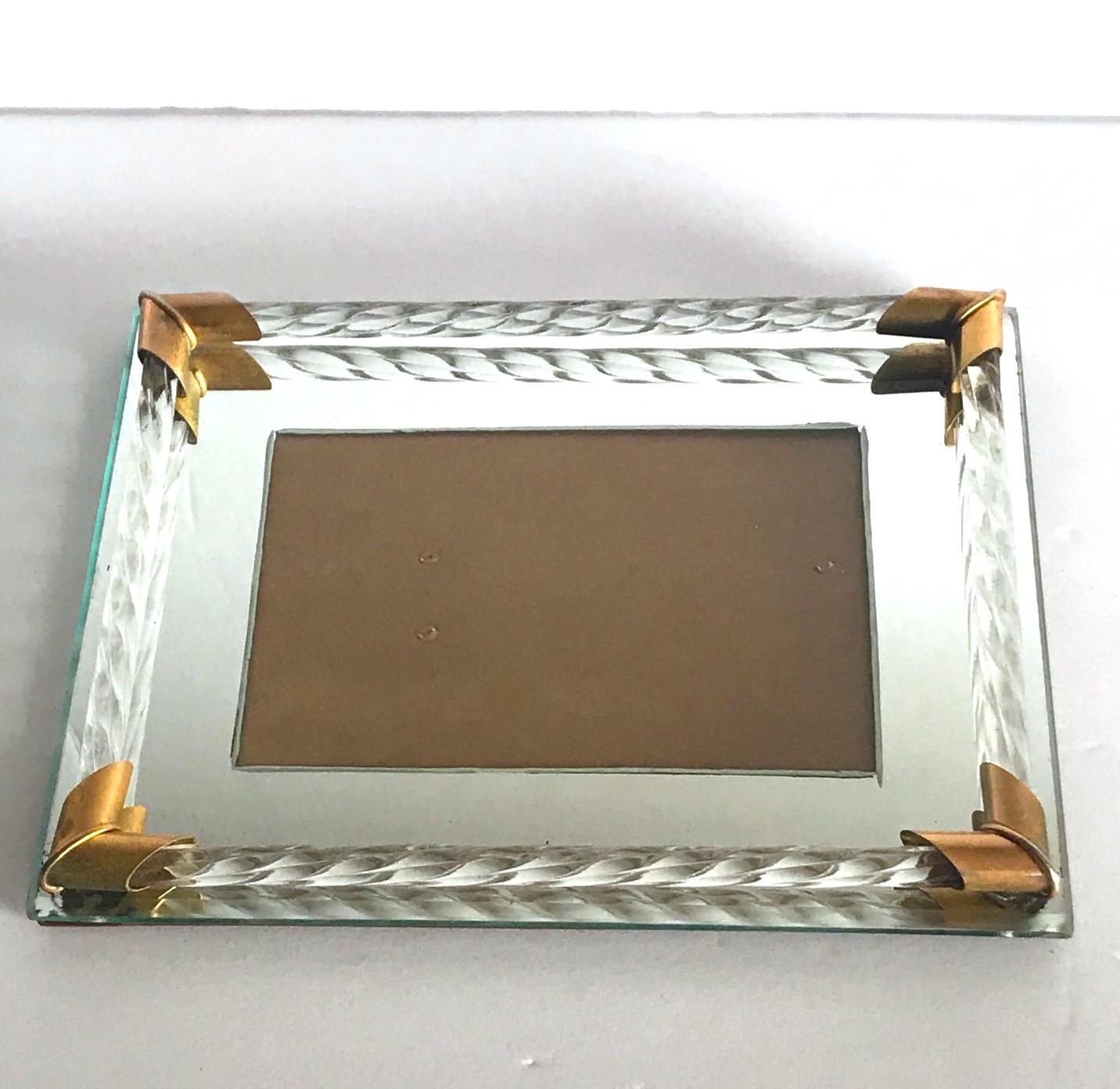 Pair of Art Deco Mirrored Picture Frames with Murano Glass Rope, 1940s 1