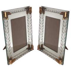 Pair of Art Deco Mirrored Picture Frames with Murano Glass Rope, 1940s