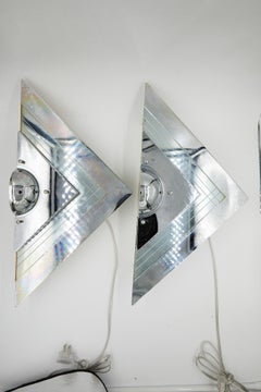Pair of Chrome and Glass Wall Lights by Franz Hustadt