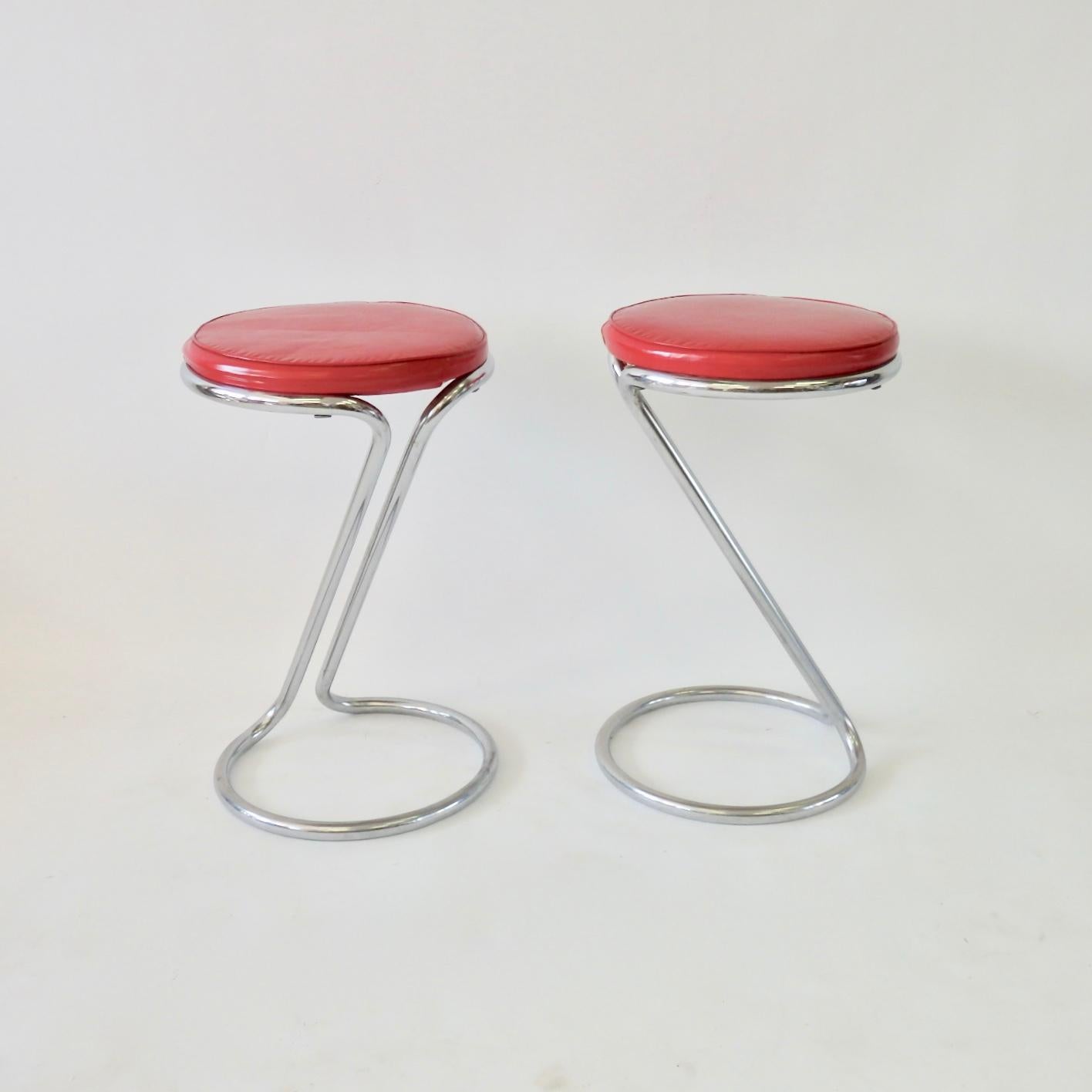 20th Century Pair of Art Deco Moderne Gilbert Rohde for Troy Sunshade Chrome Z Stools