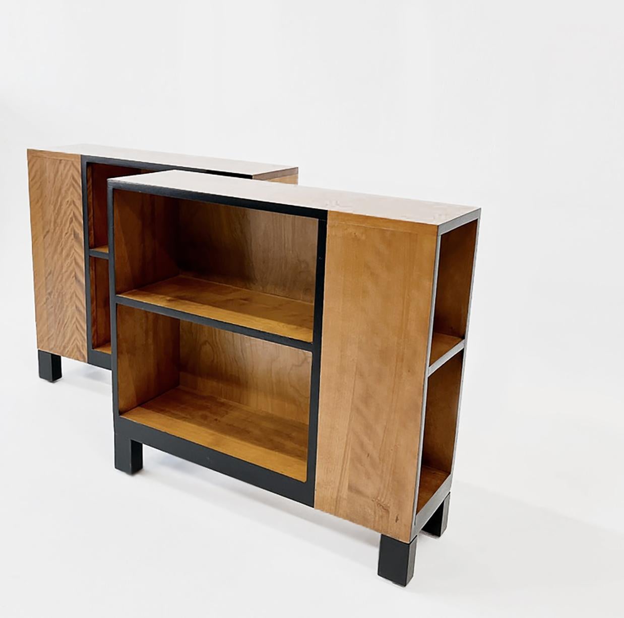 Fruitwood wood shelves produced in the two important exhibitions of the time, by the American Designers' Gallery, which featured a core group of architect-designers, including Karasz, and Donald Deskey, Martha Ryther, Henry Varnum Poor, Joseph