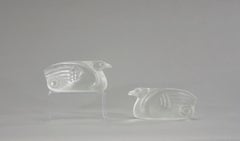 Pair of Art Deco Molded Crystal Stylized Bird Bookends