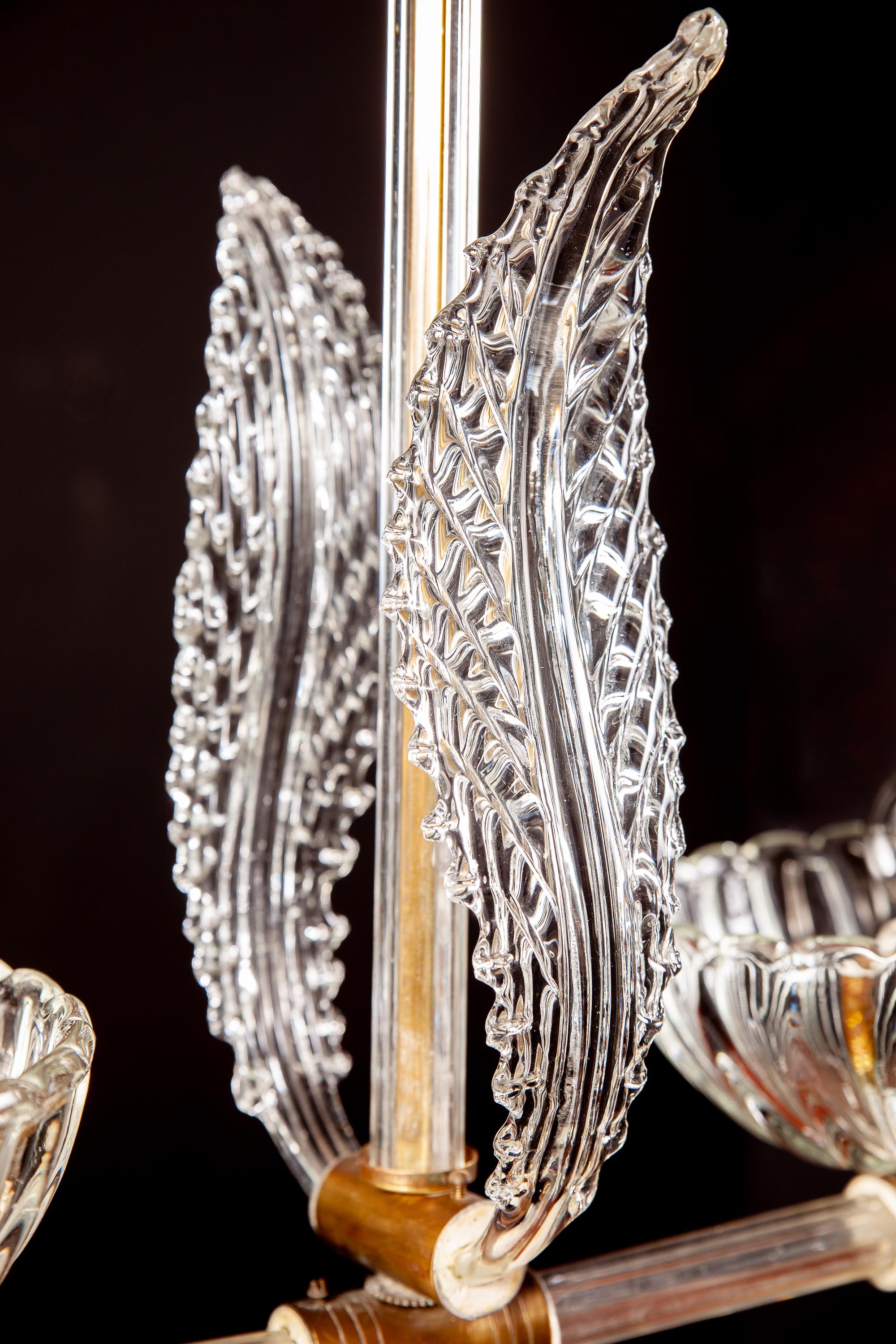 Coppia di pendenti o lanterne in vetro di Murano e ottone Art Deco di Barovier In condizioni buone in vendita a Rome, IT