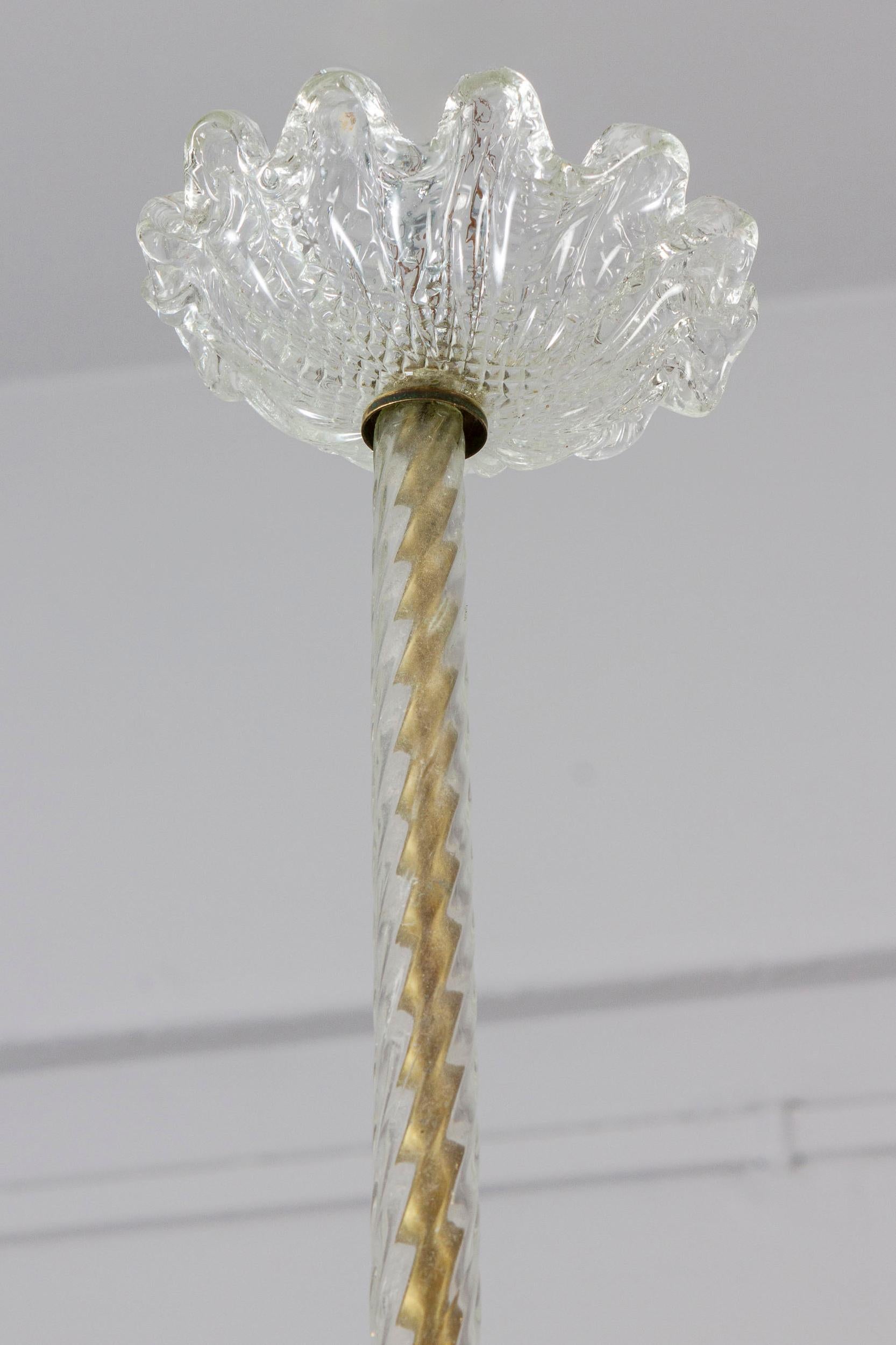 Paire de suspensions ou lanternes Art Déco en verre de Murano et laiton par Barovier en vente 2