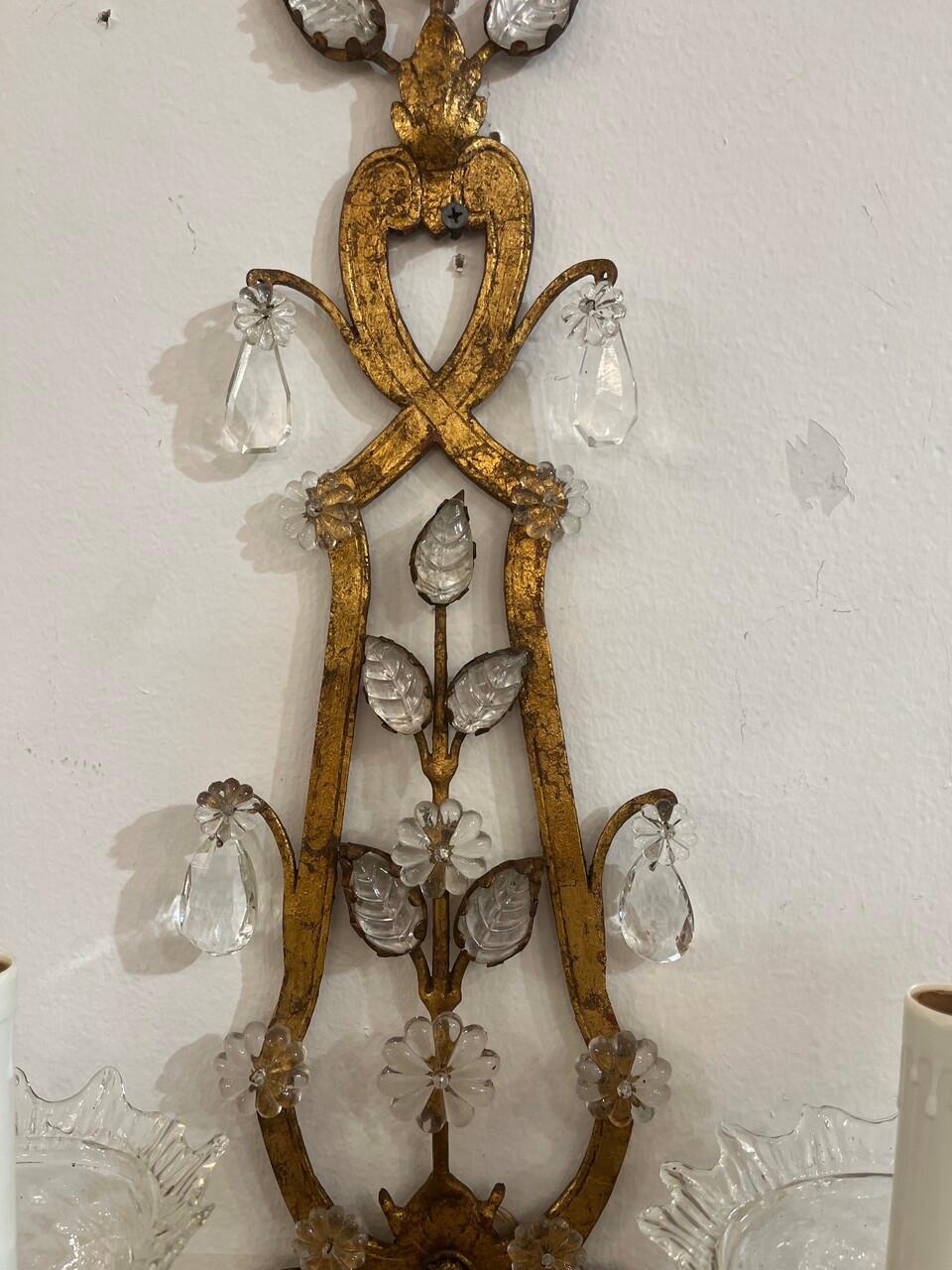 20ième siècle Paire d'appliques murales Art déco de Murano en or doré en vente