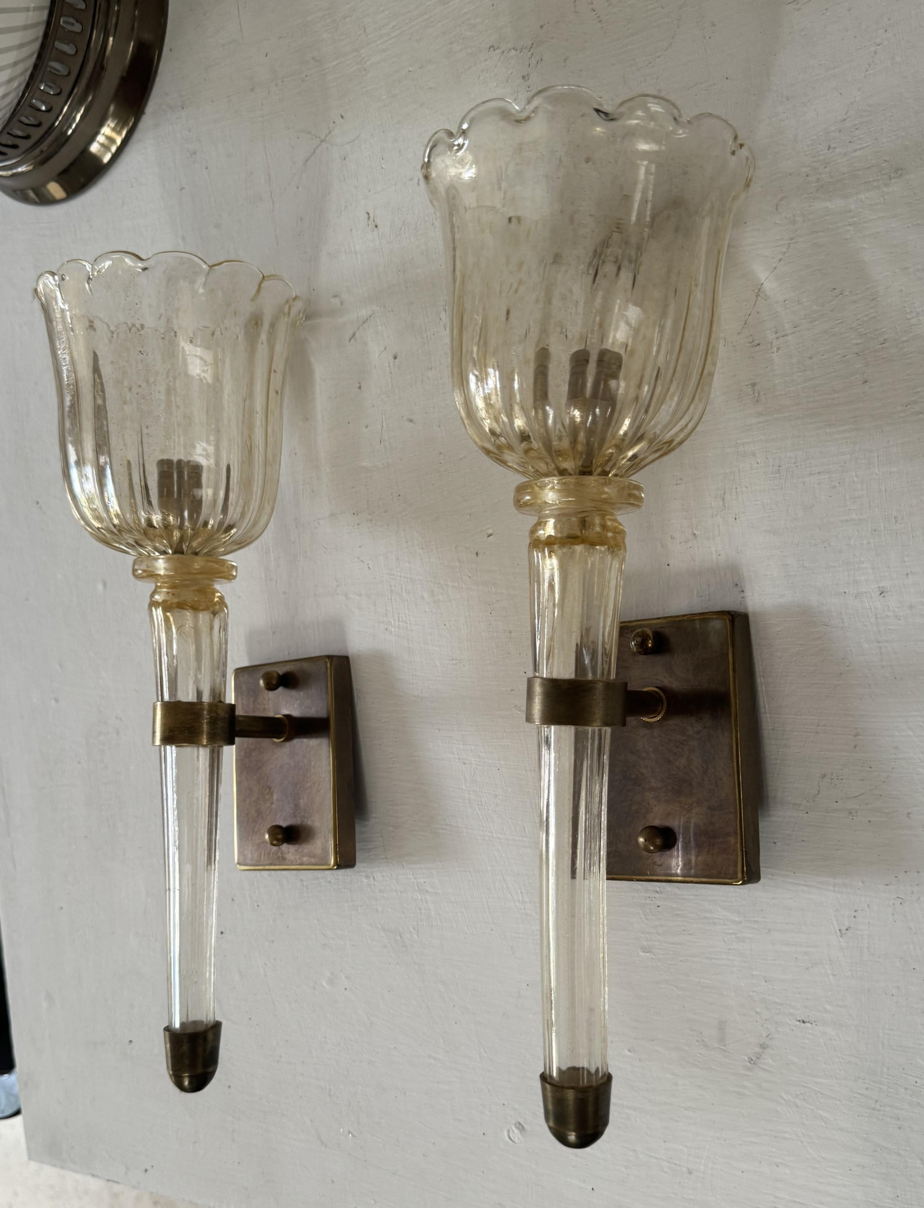 Par de  Apliques Art Decó de Murano ITSO Barovier E Toso, circa 1930's en Bueno estado para la venta en Merida, Yucatan