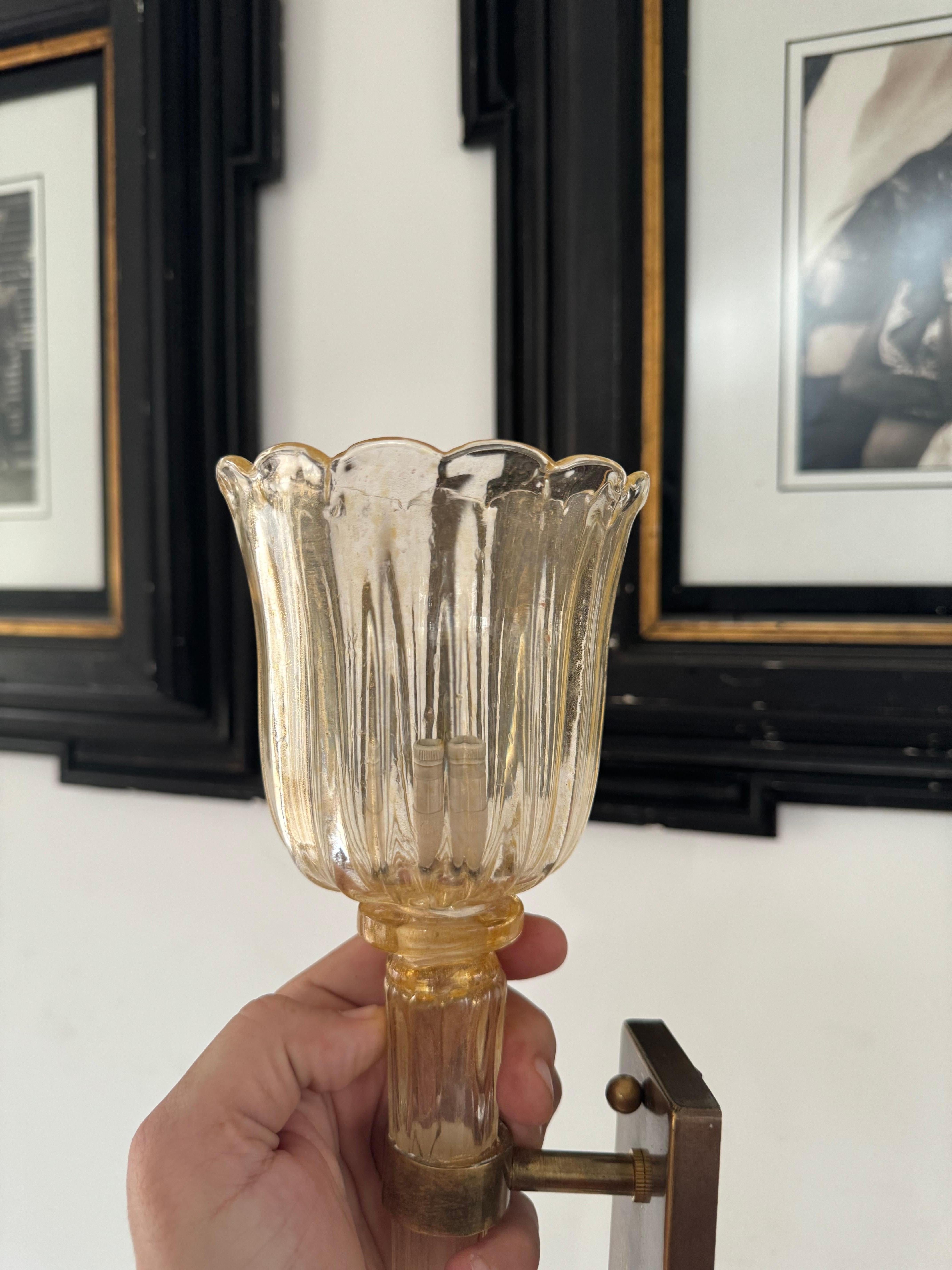 Par de  Apliques Art Decó de Murano ITSO Barovier E Toso, circa 1930's en venta 1