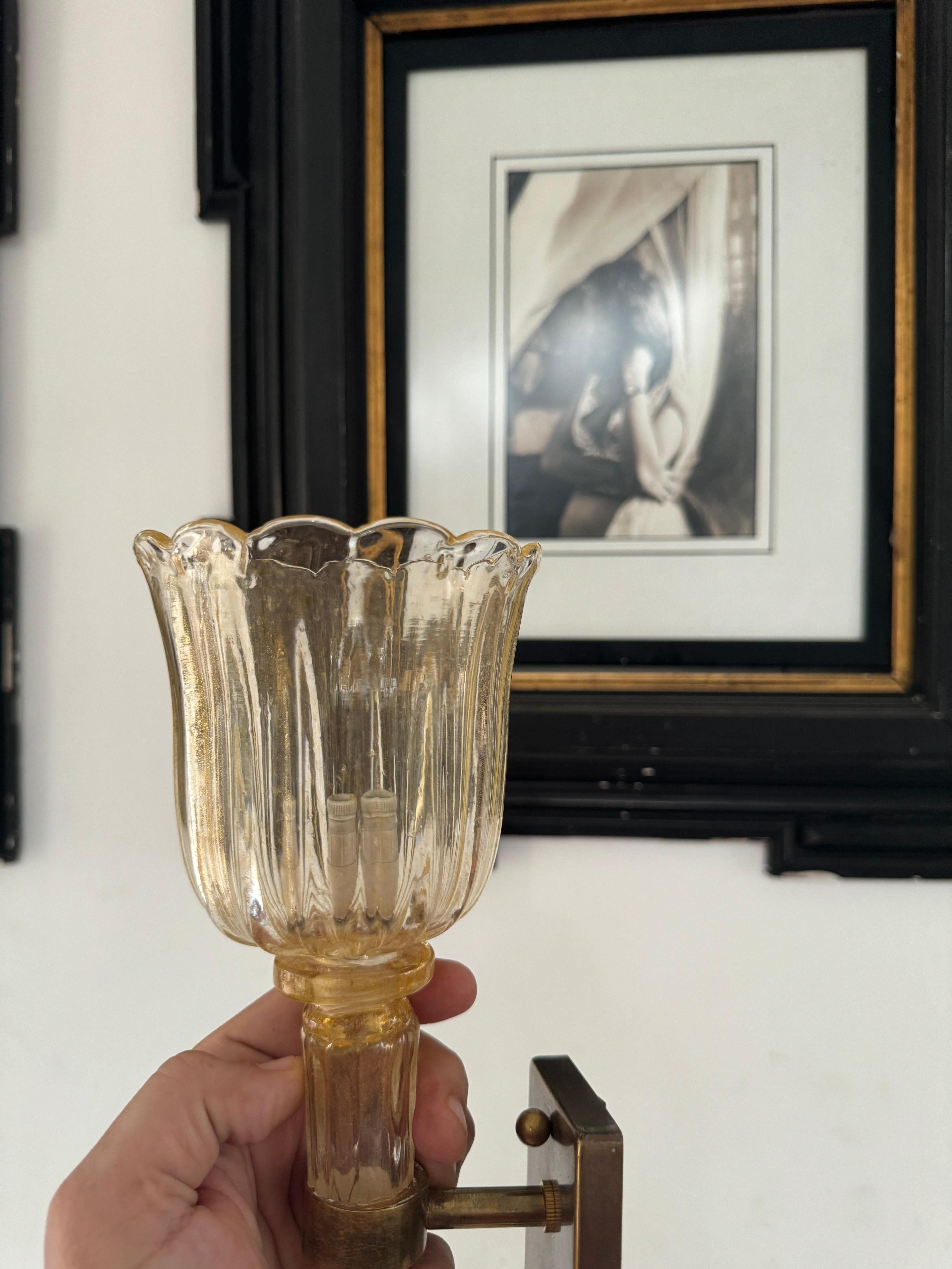 Par de  Apliques Art Decó de Murano ITSO Barovier E Toso, circa 1930's en venta 2