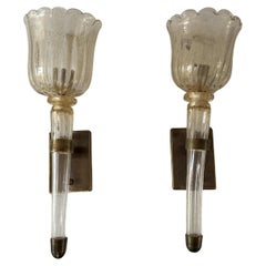 Par de  Apliques Art Decó de Murano ITSO Barovier E Toso, circa 1930's