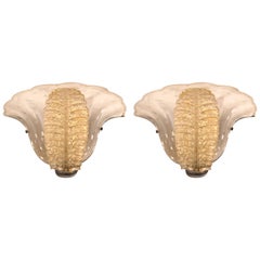 Pair of Art Deco Murano Wall Lights by Seguso