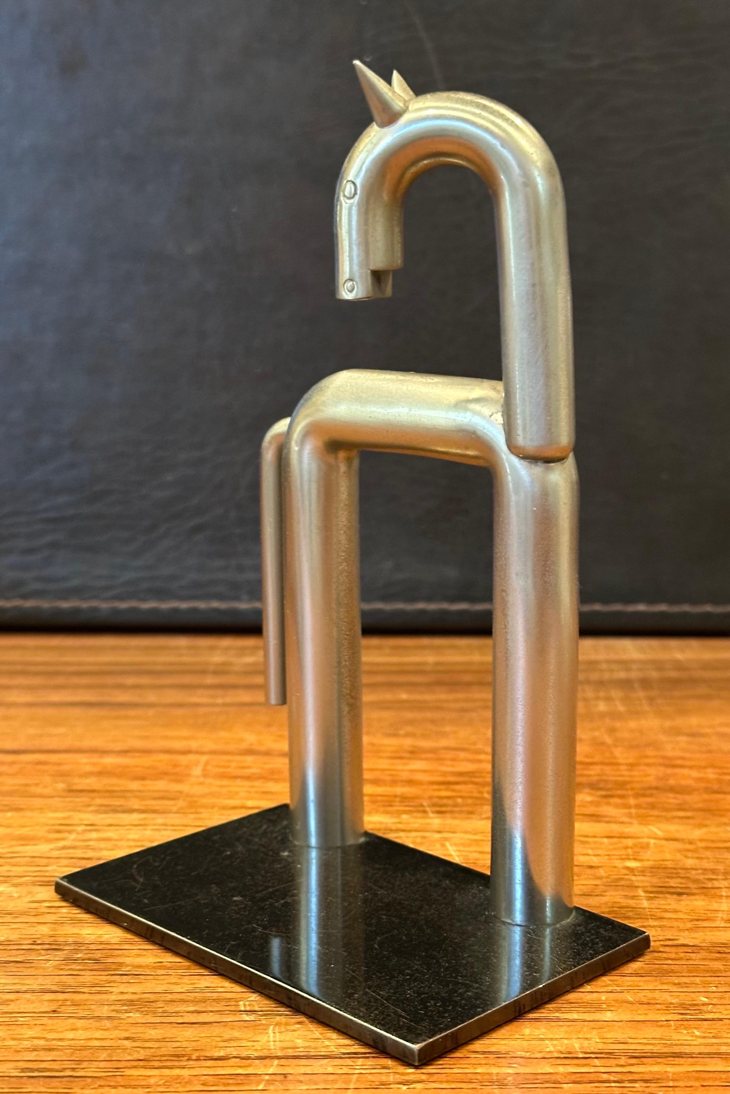 Pair of Art Deco Nickel Horse Bookends by Walter Von Nessen for Chase & Co. For Sale 10