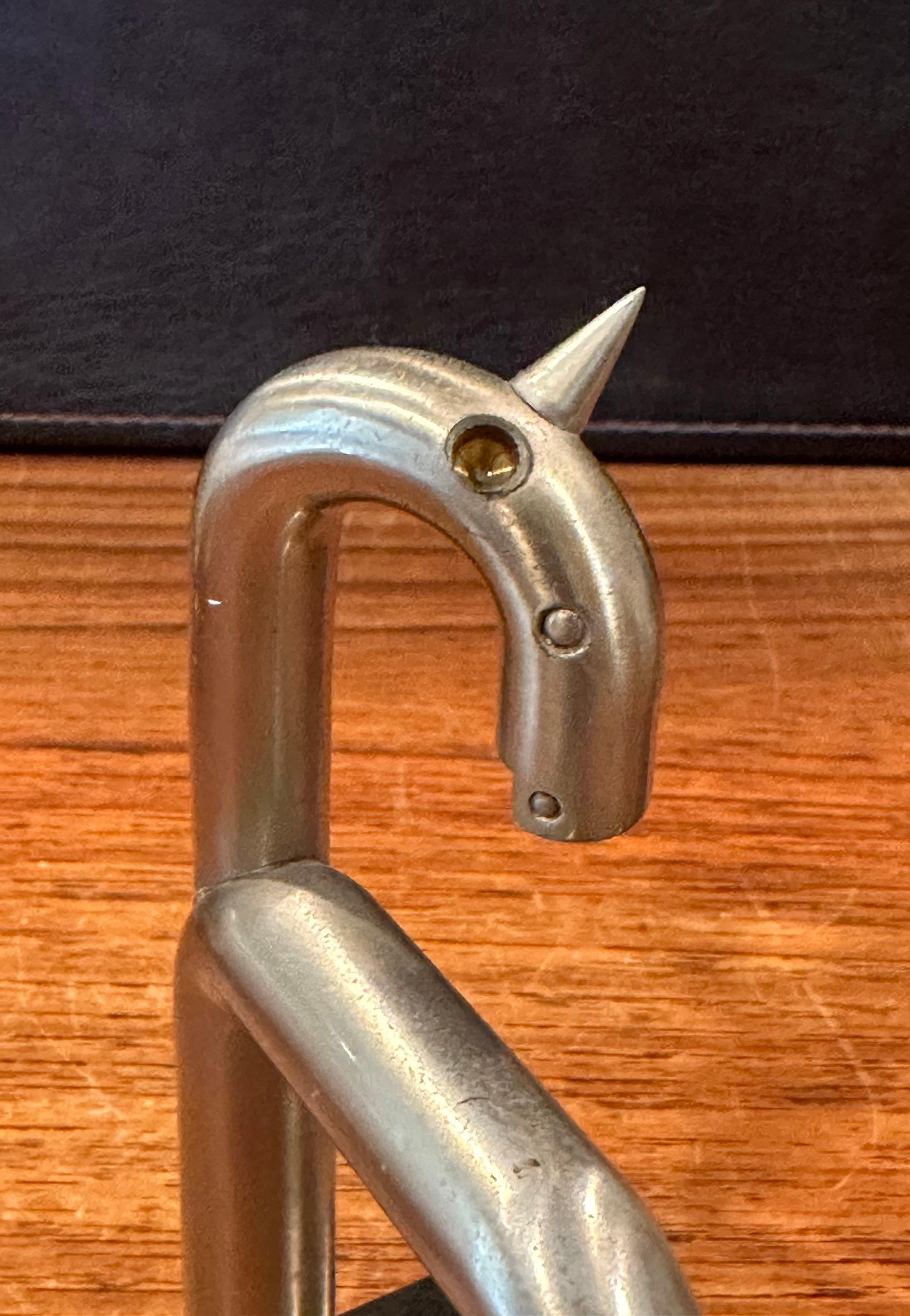 Pair of Art Deco Nickel Horse Bookends by Walter Von Nessen for Chase & Co. For Sale 12