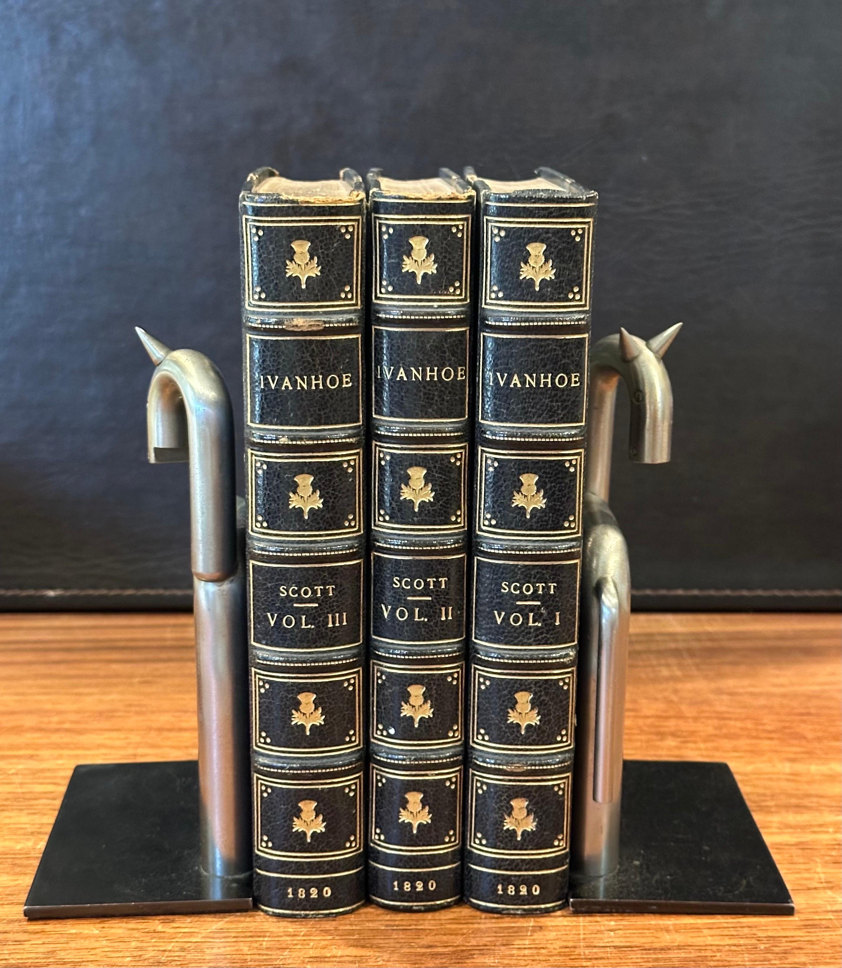 Pair of Art Deco Nickel Horse Bookends by Walter Von Nessen for Chase & Co. For Sale 14