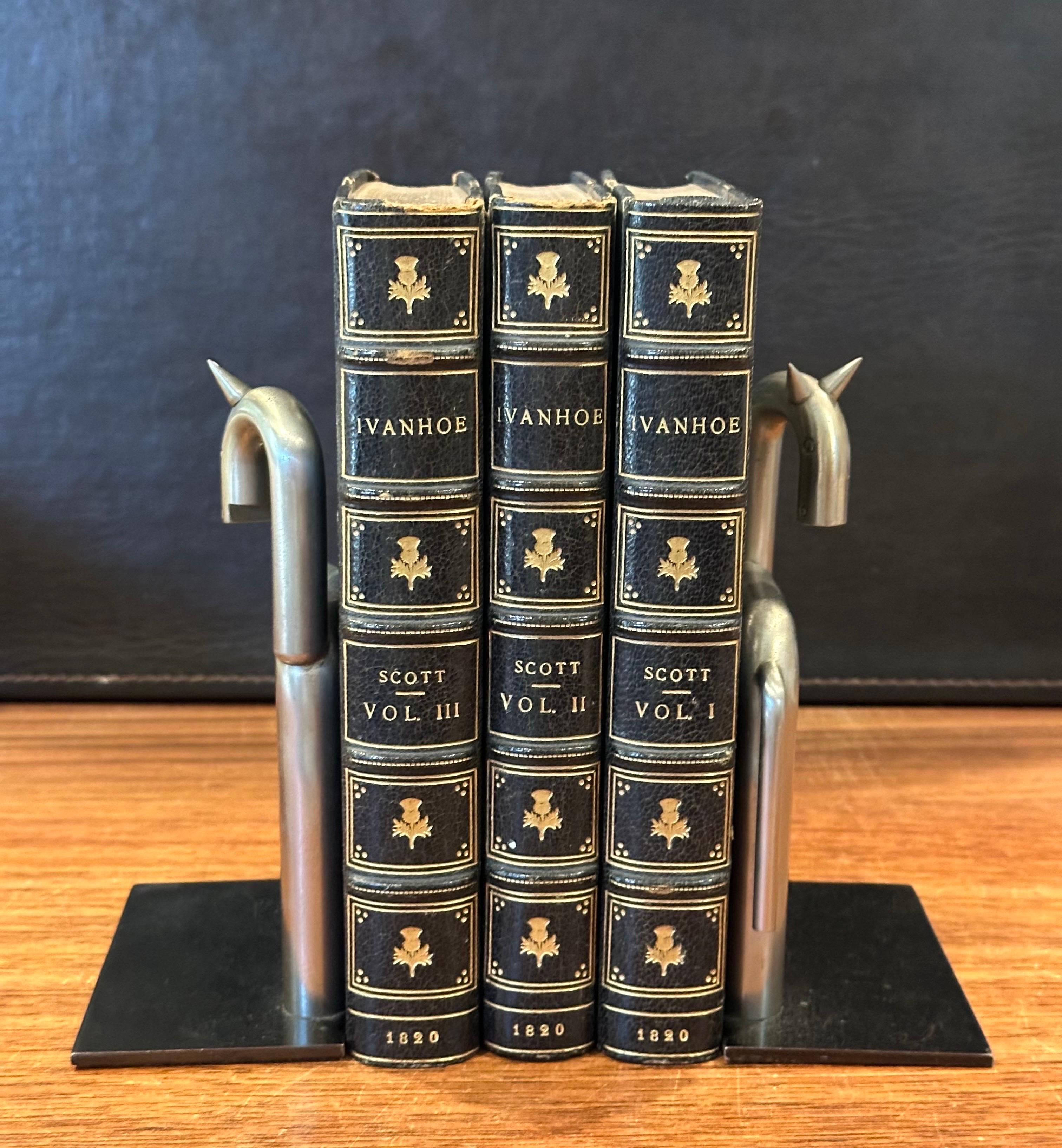 Pair of Art Deco Nickel Horse Bookends by Walter Von Nessen for Chase & Co. For Sale 4