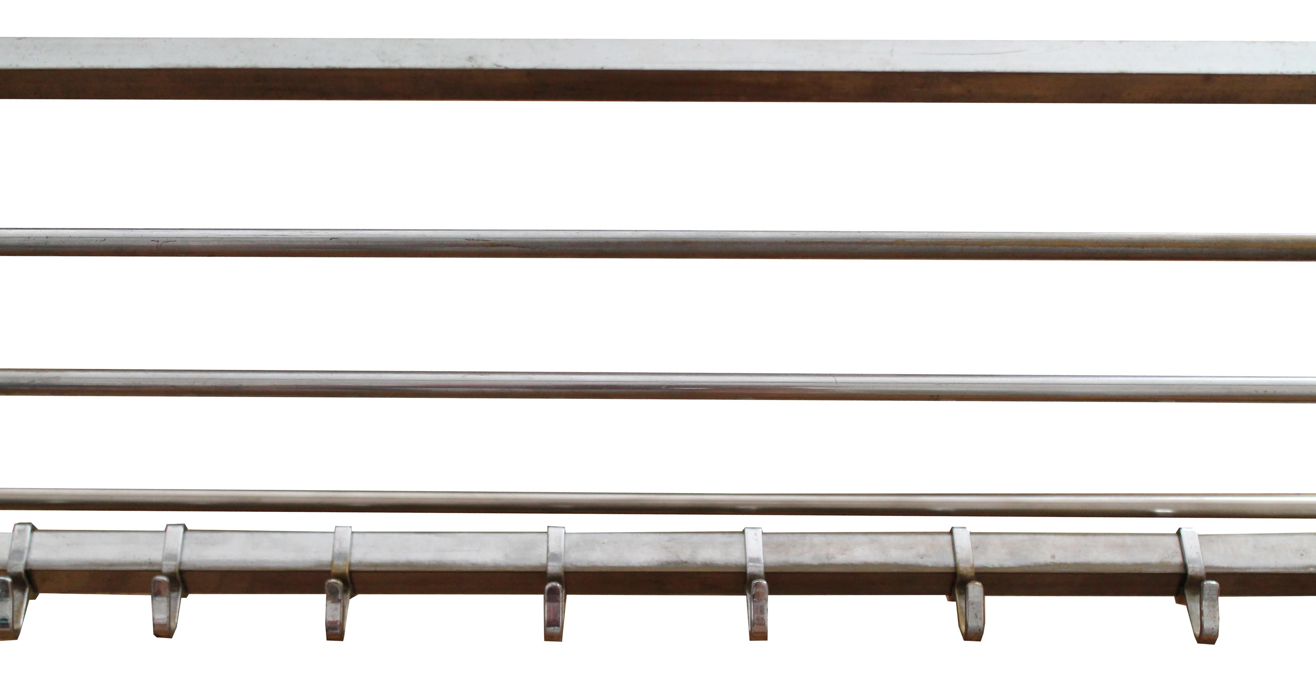 Pair of Art Deco Nickel-Plated Brass Wall Hung Coat Racks In Good Condition For Sale In Brno, CZ
