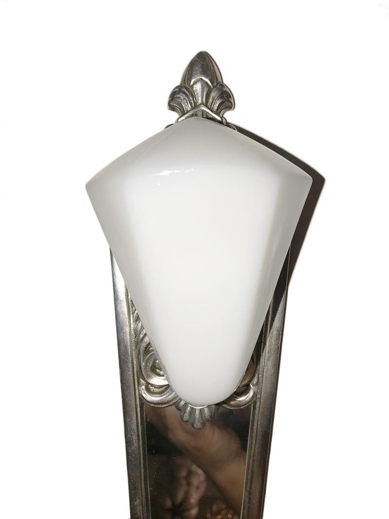 Pair of Art Deco NickelPlated Sconces For Sale at 1stDibs