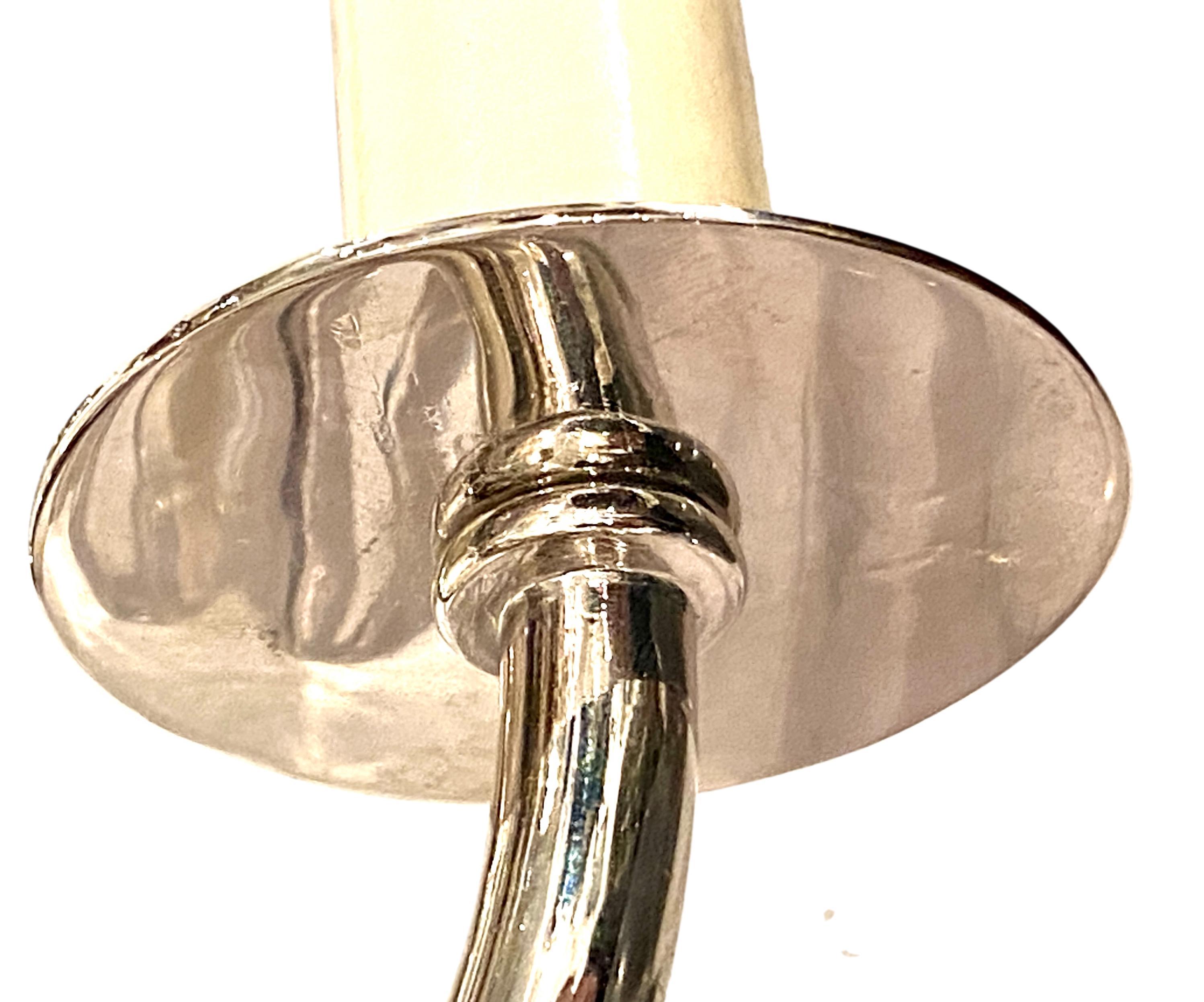 Pair of Art Deco Nickel-Plated Sconces For Sale 1