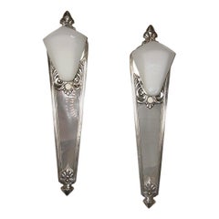 Pair of Art Deco Nickel-Plated Sconces