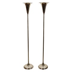 Pair of Art Deco Nickel-Plated Torchieres