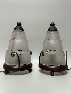 Pair of Art Deco Night Lights Cascade Model in the Style of Sabino