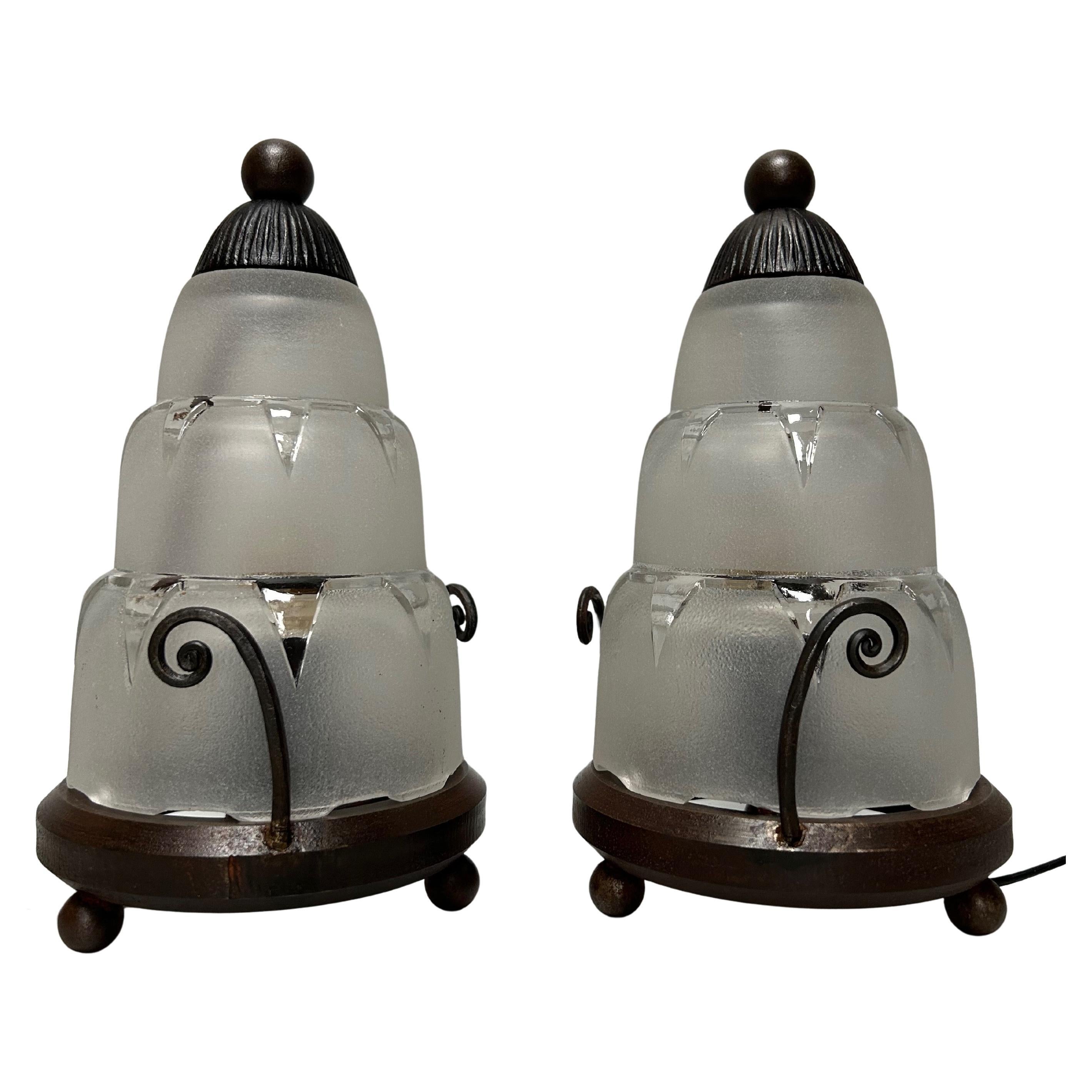 Paire de Lights Art Déco Modèle Cascade dans le style de Sabino en vente