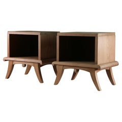 Pair of art deco night stands in solid oak, France, 1930s