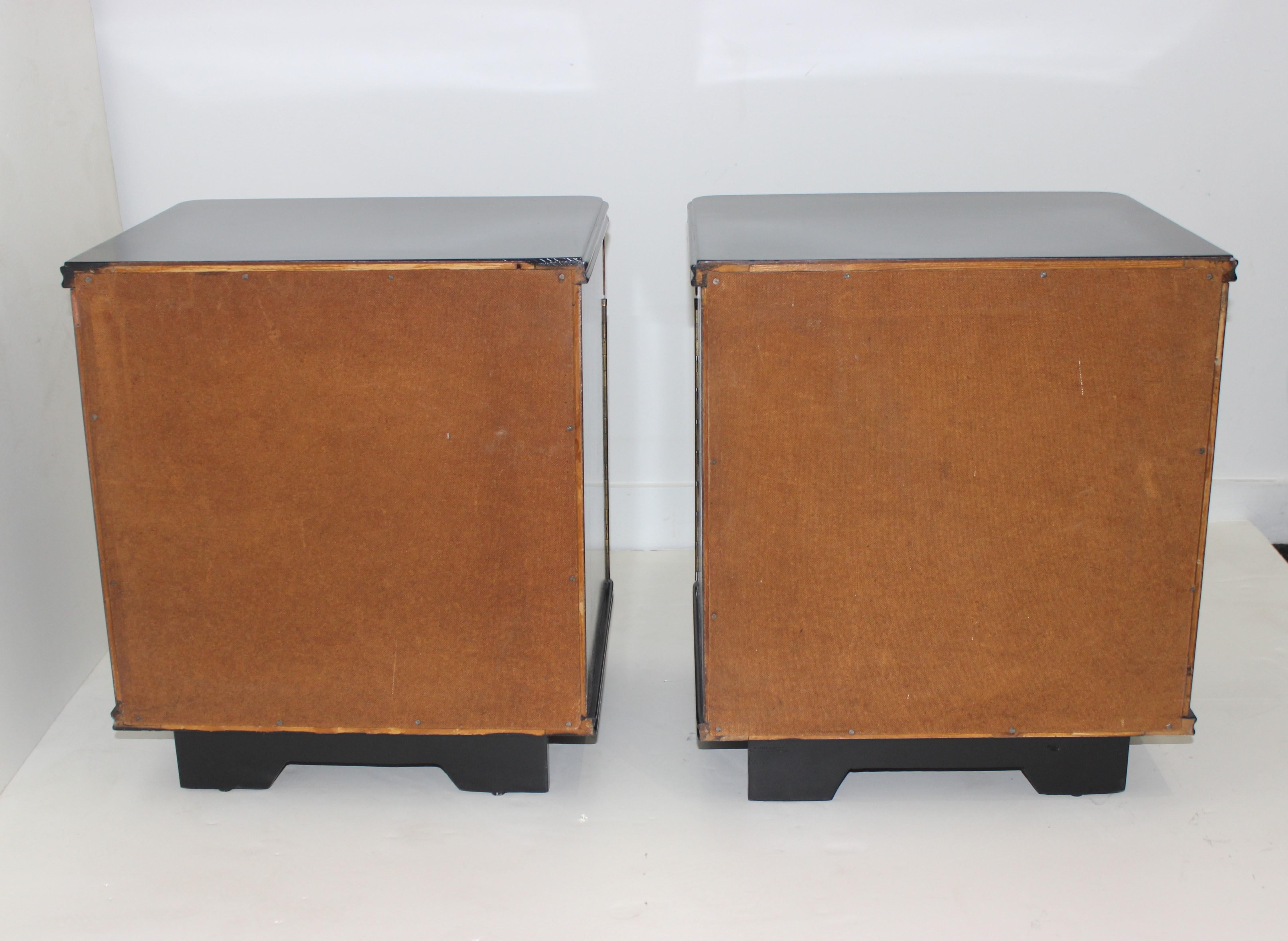 Wood Pair of Art Deco Nightstands