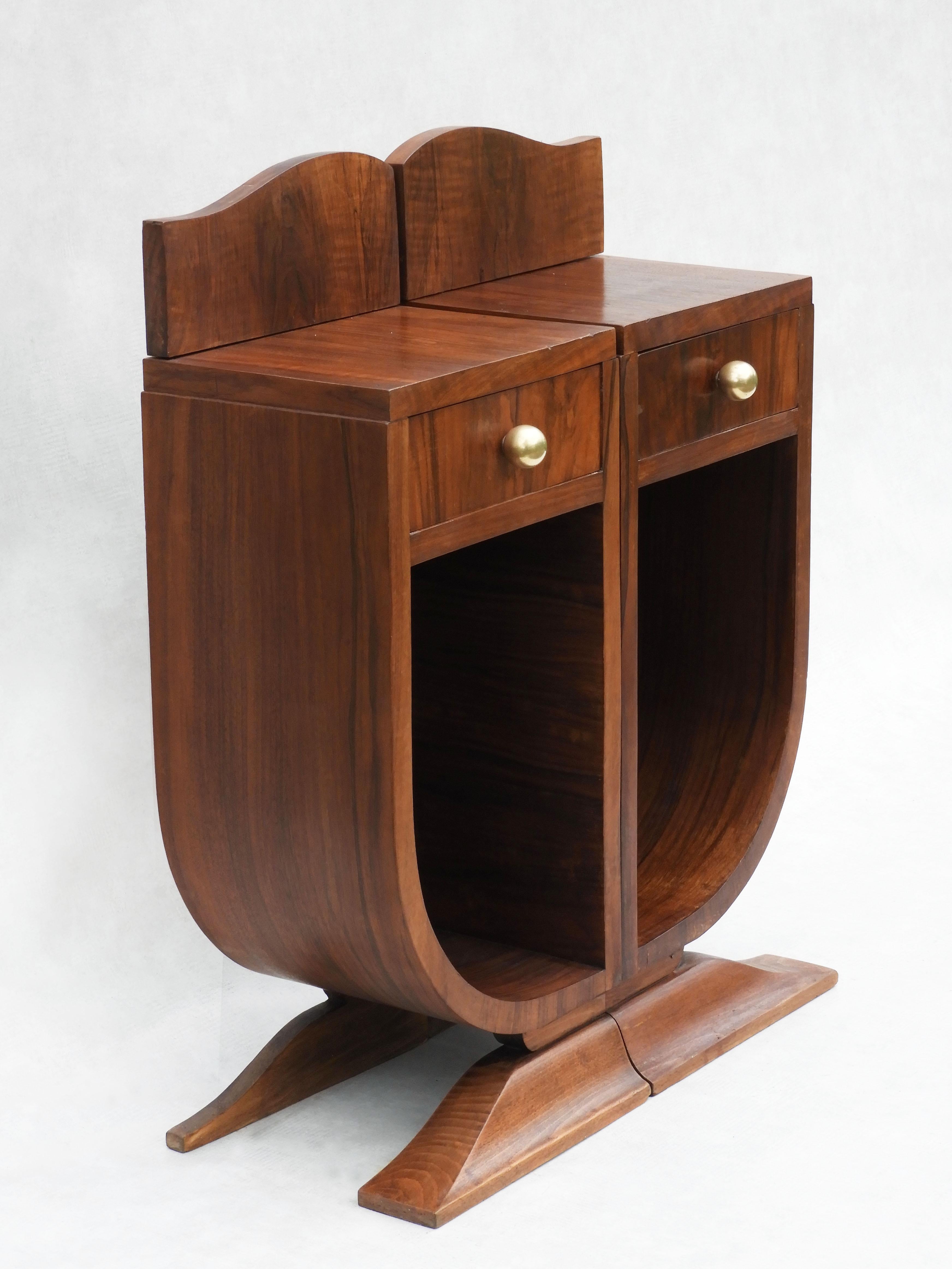 French Pair of Art Deco Nightstands, Side Cabinets or Sofa End Tables, C1930s France For Sale